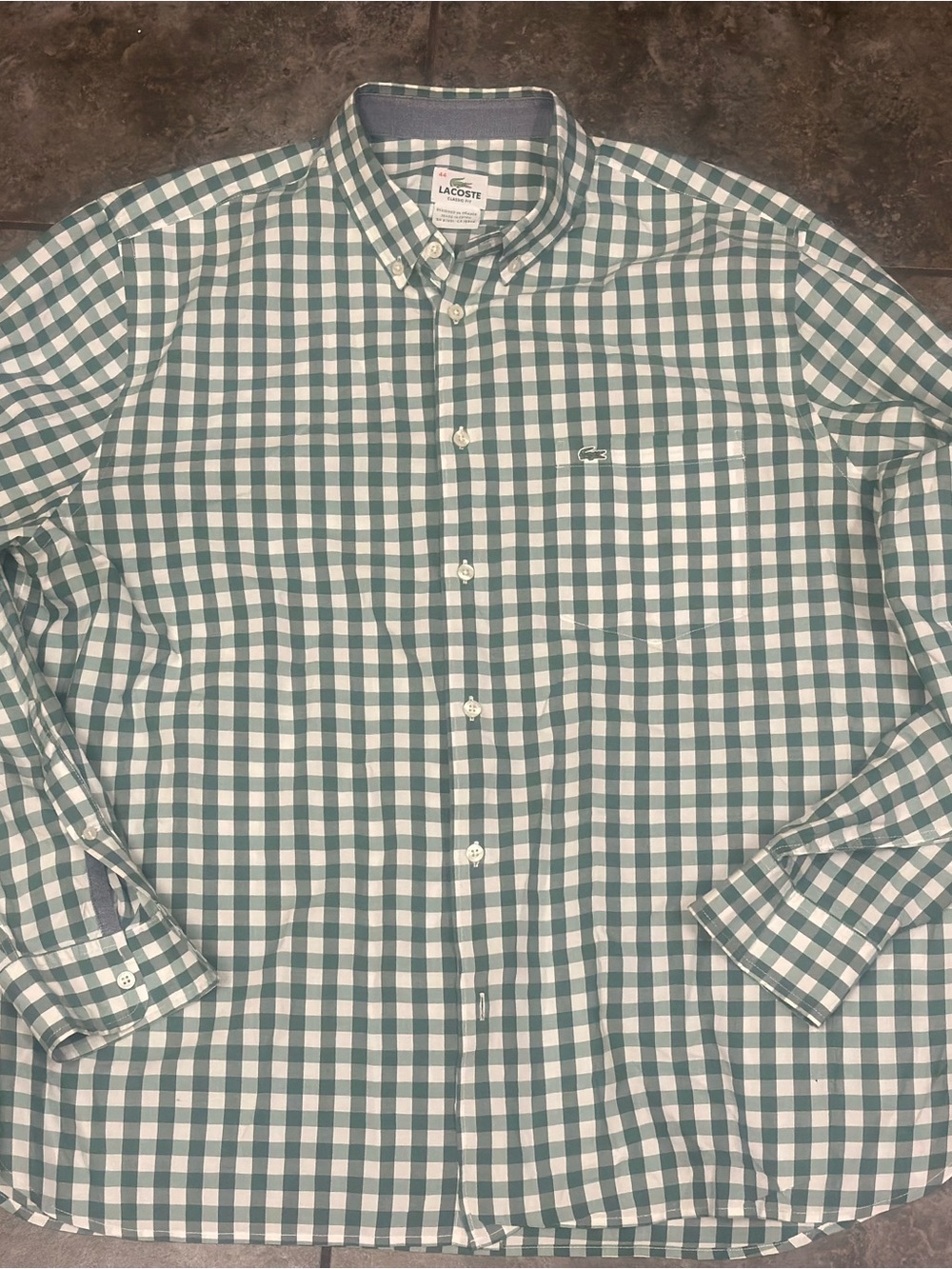 Lacoste Green & White Check Button-Down Shirt - Men's